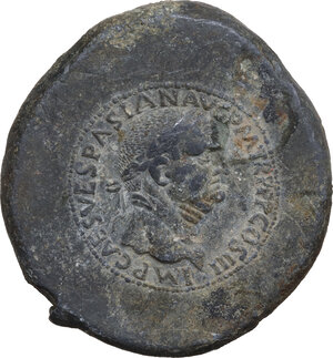 obverse: Vespasian (69-79).. Sestertius impression on PB Ingot, uncertain era