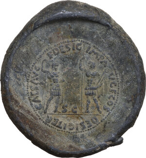 reverse: Vespasian (69-79).. Sestertius impression on PB Ingot, uncertain era