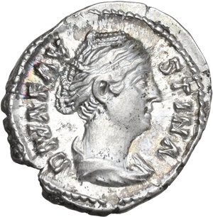 obverse: Diva Faustina I, wife of Antoninus Pius (died 141 AD).. AR Denarius, Rome mint, 146-161 AD