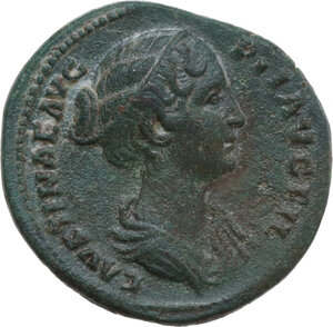 obverse: Faustina II, wife of Marcus Aurelius (died 176 AD).. AE As. Struck under Antoninus Pius, 145-146