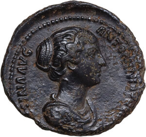 obverse: Faustina II, wife of Marcus Aurelius (died 176 AD).. AE As. Struck under Antoninus Pius, c. 150-152 AD