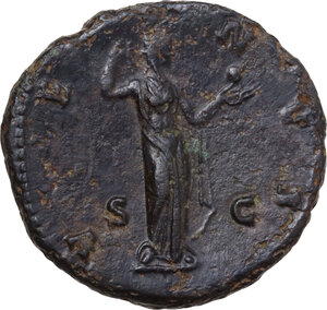 reverse: Faustina II, wife of Marcus Aurelius (died 176 AD).. AE As. Struck under Antoninus Pius, c. 150-152 AD