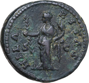 reverse: Faustina II (died 176 AD).. AE As, Rome mint, 161-162 AD