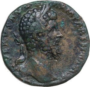 obverse: Lucius Verus (161-169).. AE Sestertius, Rome mint, struck under Marcus Aurelius, 165 AD