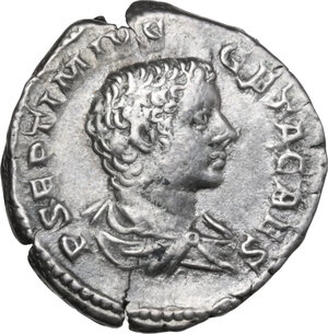 obverse: Geta as Caesar (198-209).. AR Denarius. Rome, 205-208 AD
