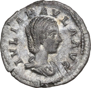 obverse: Julia Paula, first wife of Elagabalus (218-222).. AR Denarius, Rome mint, 219-220 AD