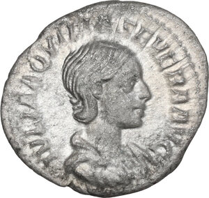 obverse: Aquilia Severa, second wife of Elagabalus (220-222). . AR Denarius. Rome mint, 220-222 AD