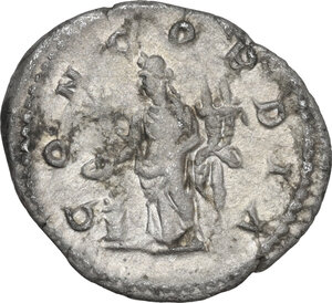 reverse: Aquilia Severa, second wife of Elagabalus (220-222). . AR Denarius. Rome mint, 220-222 AD