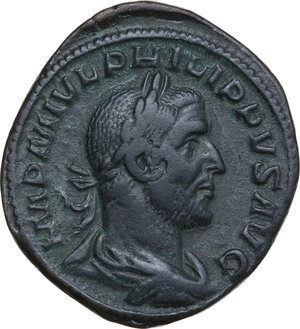 obverse: Philip I (244-249).. AE Sestertius, Rome mint, 244-249 AD