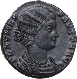 obverse: Fausta, wife of Constantine I (324-326).. AE Follis. Treveri mint, 326 AD
