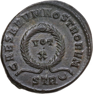 reverse: Constantine II as Caesar (317-337).. AE Follis, Treveri mint, 323-4 AD