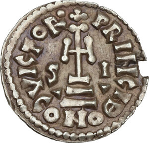 reverse: The Lombards at Beneventum. Sicard (832-839).. Pale AV Solidus