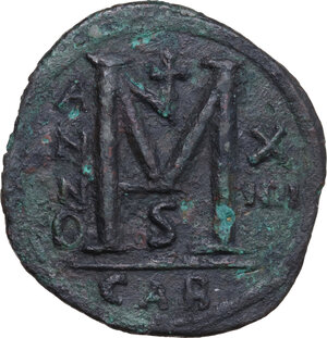 reverse: Justinian I (527-565).. AE Follis, Carthage mint. Dated RY 14 (540/1 AD)