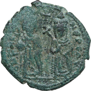 obverse: Phocas with Leontia (602-610).. AE Follis, Theoupolis (Antioch) mint. Dated RY 3 (604/5 AD)