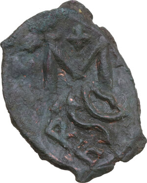 reverse: Heraclius (610-641) with Heraclius Constantine.. AE Overstruck Follis, Syracuse mint, 630-641