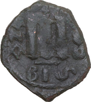 reverse: Constans II (641-668).. AE Follis, Constantinople mint. Dated RY 1 (641/2)