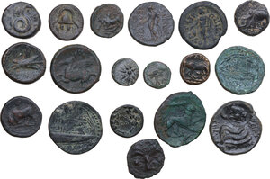 reverse: Greek World.. Multiple lot of eighteen (18) unclassified AE Greek Coins