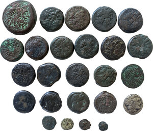 obverse: Greek World. Ptolemaic Kingdom.. Multiple lot of twenty-five (25) unclassified AR/AE Ptolemaic coins