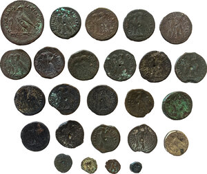 reverse: Greek World. Ptolemaic Kingdom.. Multiple lot of twenty-five (25) unclassified AR/AE Ptolemaic coins