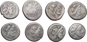 obverse: Roman Republic.. Multiple lot of eight (8) unclassified AR Victoriatii