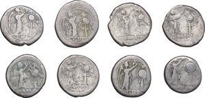 reverse: Roman Republic.. Multiple lot of eight (8) unclassified AR Victoriatii