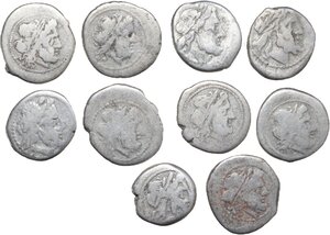 obverse: Roman Republic.. Multiple lot of ten (10) AR Victoriati