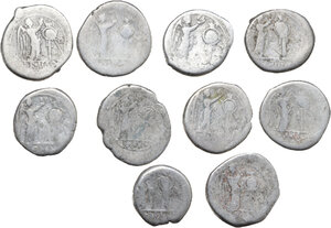 reverse: Roman Republic.. Multiple lot of ten (10) AR Victoriati