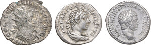 obverse: The Roman Empire.. Multiple lot of three (3) unclassified AR Denarii and Antoninianus