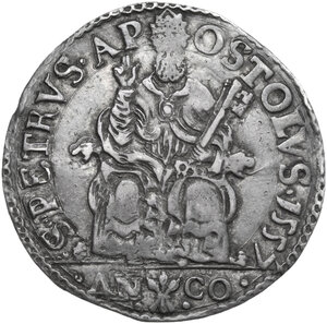 reverse: Ancona.  Paolo IV (1555-1559) Giampietro Carafa. Testone 1557