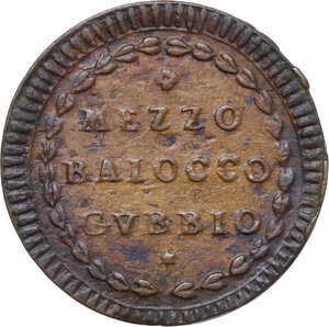 reverse: Gubbio.  Pio VI (1775-1799), Giovanni Angelo Braschi. Mezzo baiocco A. XV