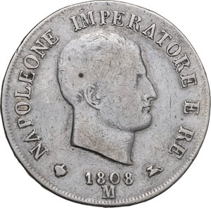 obverse: Milano.  Napoleone Bonaparte (1805-1814).. 5 lire 1808 II tipo