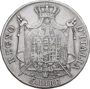 reverse: Milano.  Napoleone Bonaparte (1805-1814).. 5 lire 1808 II tipo