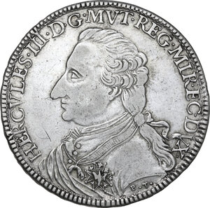 obverse: Modena.  Ercole III d Este (1780-1796). Tallero 1796