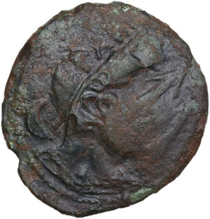 obverse: Etruria, Populonia.  Turms/Two Caducei Group.. AE Sextans of 11-Units, late 3rd century BC