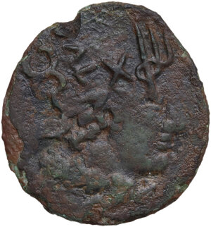reverse: Etruria, Populonia.  Turms/Two Caducei Group.. AE Sextans of 11-Units, late 3rd century BC