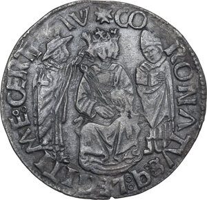 reverse: Napoli.  Ferdinando I d Aragona (1454-1494). Coronato con sigla B (Bendetto de Cotrullo maestro di zecca)