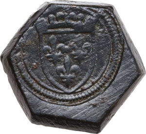 obverse: Napoli.  Periodo di Carlo VIII. Peso monetale con scudo di Francia corrispettivo dello scudo d oro del sole