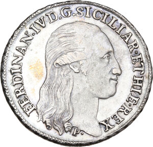 obverse: Napoli.  Ferdinando IV di Borbone (1759-1816). Mezza piastra o 60 grana 1798