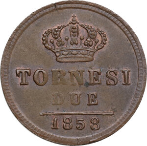 reverse: Napoli.  Ferdinando II di Borbone (1830-1859). 2 tornesi 1858
