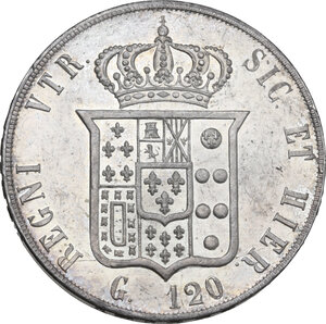 reverse: Napoli.  Francesco II di Borbone (1859-1860).. Piastra o 120 grana 1859