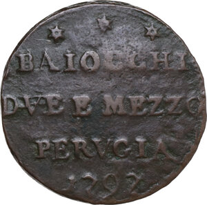 reverse: Perugia.  Pio VI (1775-1799). Sampietrino da 2 e 1/2 baiocchi 1797