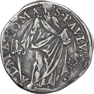 reverse: Roma.  Paolo V (1605-1621), Camillo Borghese.. Testone 1553, A. VI