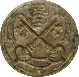 reverse: Roma. Tessera o lamina incusa con tiara pontificia e chiavi decussate, XVI-XVII sec