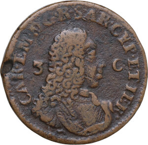 obverse: Carlo Emanuele III (1730-1773). Monetazione per la Sardegna. 3 Cagliaresi 1732, I tipo