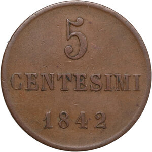 reverse: Carlo Alberto (1831-1849). 5 centesimi 1842