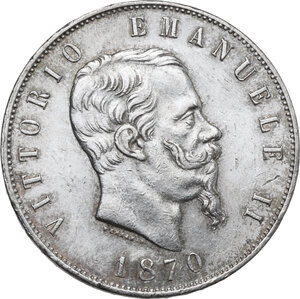 obverse: Vittorio Emanuele II (1861-1878).. 5 lire 1870 M