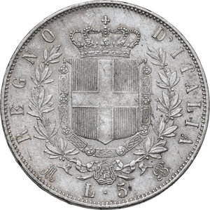 reverse: Vittorio Emanuele II (1861-1878).. 5 lire 1870 M