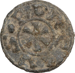 reverse: Leads from Ancient and Medieval World.. PB Tessera. Medieval period, c. 10th-12th centuries AD