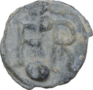 reverse: Leads from Ancient and Medieval World.. PB Tessera. Medieval period, c. 10th-12th centuries AD