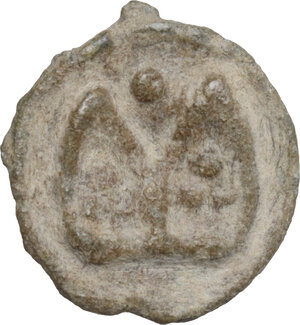 reverse: Leads from Ancient and Medieval World.. PB Tessera. Medieval period, c. 10th-12th centuries AD